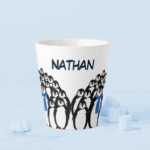 Caneca De Café Latte Pinguim Personalizado Fofo