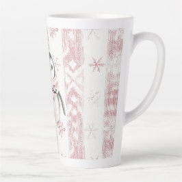 Caneca De Café Latte Pinguim Rosa Flocos de Neve Natal