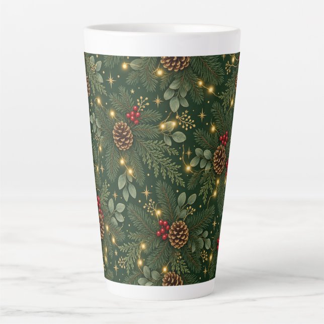 Caneca De Café Latte Pinha de Natal (Frente)