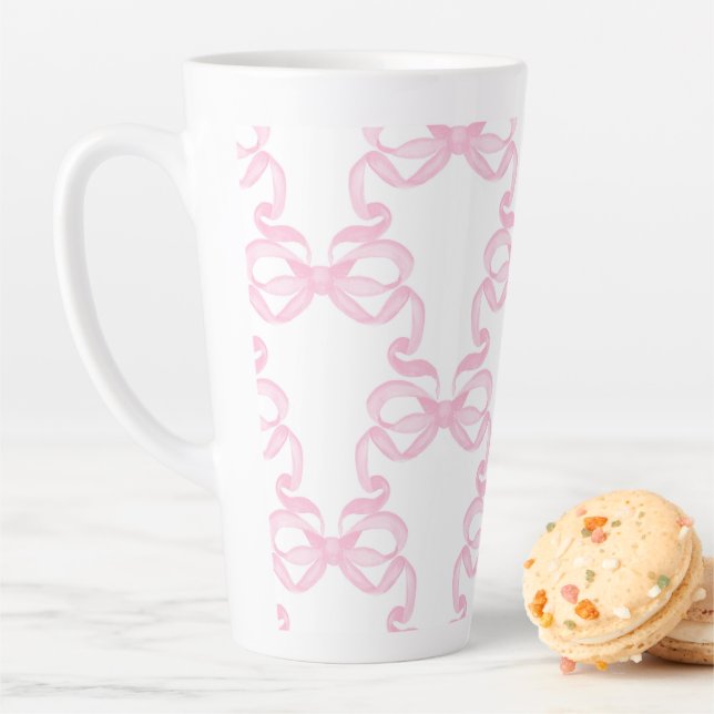 Caneca De Café Latte Pink bow Coffee Mug (In Situ)