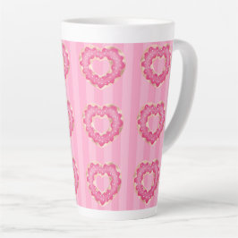 Caneca De Café Latte Pink Heart Doughnut Coffee Mug