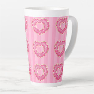 Caneca De Café Latte Pink Heart Doughnut Coffee Mug