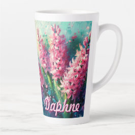 Caneca De Café Latte Pink Hyacinths Hyacinth Floral Personalized