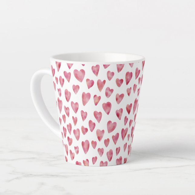 Caneca De Café Latte Pink Love Heart Standard (Ângulo esquerdo)