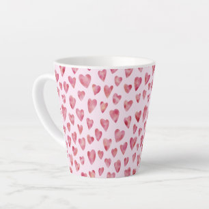 Caneca De Café Latte Pink Love Hearts