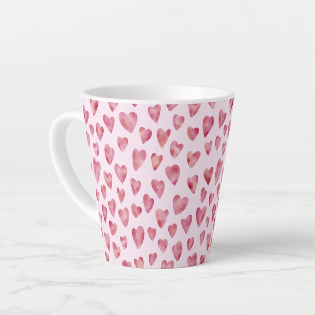 Caneca De Café Latte Pink Love Hearts (Ângulo esquerdo)
