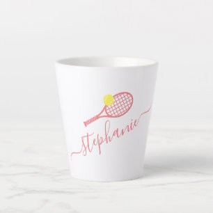 Caneca De Café Latte Pink Personalizado por Monograma de Tênis de pré-d