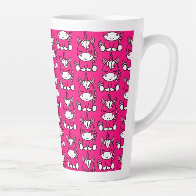 Caneca De Café Latte Pink Unicorn Pony (Direita)