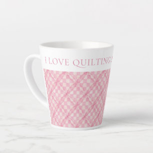 Caneca De Café Latte PINK VERIFIQUE QUILT Latte Mug + Texto