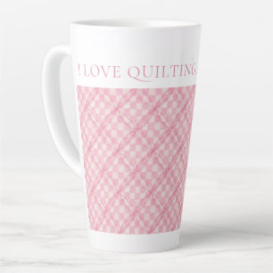 Caneca De Café Latte PINK VERIFIQUE QUILT Tall Latte Mug + Text / Blush