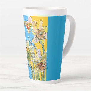 Caneca De Café Latte Pintado à mão Pintado Amarelo-lacrimejante