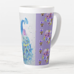 Caneca De Café Latte Pintado à mão Púrpura Azul Pêssego Flórida La