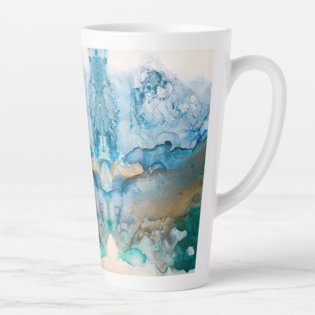 Caneca De Café Latte Pintura A Álcool Glaciar De Fusão (Direita)