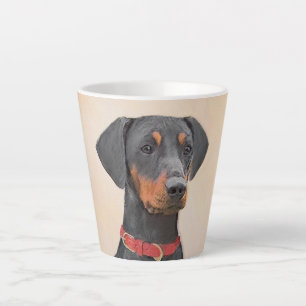 Caneca De Café Latte Pintura Alemã Pinscher Pintura Original Arte Anima
