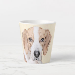 Caneca De Café Latte Pintura Americana de Foxhound - Arte Cachorra Orig