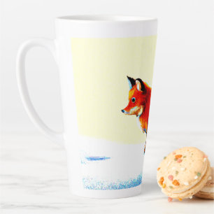 Caneca De Café Latte Pintura Bonita De Raposa Vermelha. Compre agora