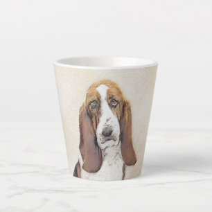 Caneca De Café Latte Pintura de Cachorro Basset - Arte de Cachorro Orig