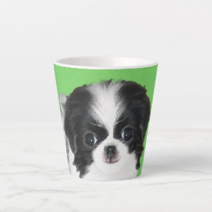 Caneca De Café Latte Pintura De Cachorro Japonês - Arte Original De Cac