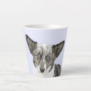 Caneca De Café Latte Pintura de Cardigan Welsh Corgi - Arte Original pa