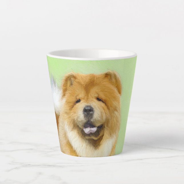 Caneca De Café Latte Pintura De Chow Chow - Arte De Cachorro Original (Frente)