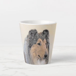 Caneca De Café Latte Pintura de Collie (Rough) - Arte Cão Original Bon