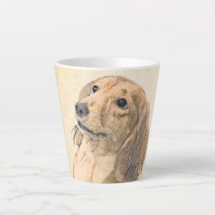 Caneca De Café Latte Pintura de Dachshund (Longhaired) - Arte de Cão O