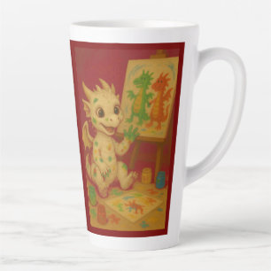 Caneca De Café Latte pintura de dedo do dragão branco-grande-gordo