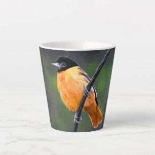 Caneca De Café Latte Pintura de Oriole - Arte Original para Pássaros