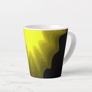 Caneca De Café Latte Pintura de padrão abstrato preto e amarelo