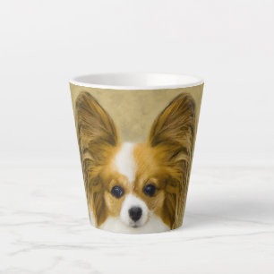 Caneca De Café Latte Pintura de Papillon (Hound Tri) - Arte de Cão Orig