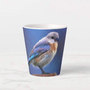 Caneca De Café Latte Pintura de pássaro-azul (feminina) - Arte de pás