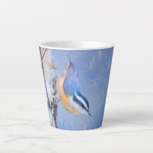 Caneca De Café Latte Pintura De Pássaros Original De Raça Vermelha