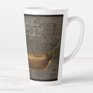 Caneca De Café Latte Pintura de Perfil do Navio Jersey