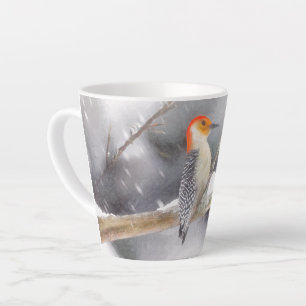 Caneca De Café Latte Pintura De Pica-Pau De Belém Vermelho - Arte De Pá