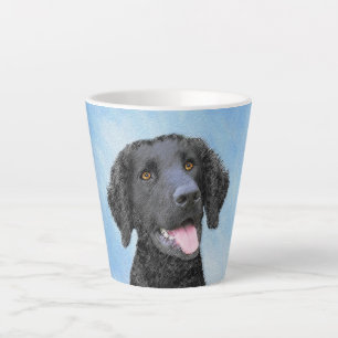 Caneca De Café Latte Pintura De Retriever Revestida Curly - Arte De Cão