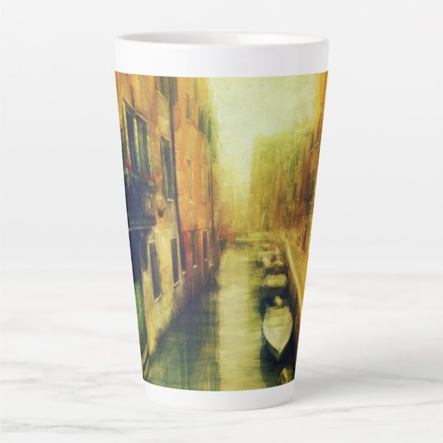 Caneca De Café Latte Pintura do Canal de Veneza (Frente)