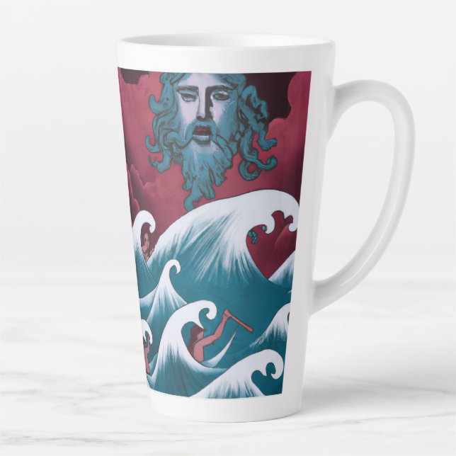 Caneca De Café Latte Pintura do óleo de Crimson Neptune (Direita)