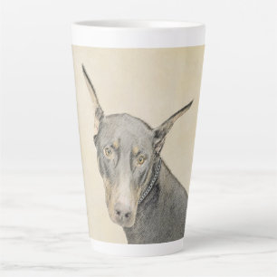Caneca De Café Latte Pintura Doberman Pinscher - Arte Original para Cac