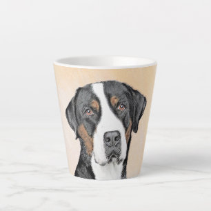 Caneca De Café Latte Pintura em Cachorro na Grande Montanha Suíça - Art