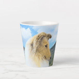Caneca De Café Latte Pintura em Collie, em Montanhas (Rough) - Arte Can