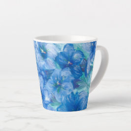 Caneca De Café Latte Pintura em flor selvagem azul