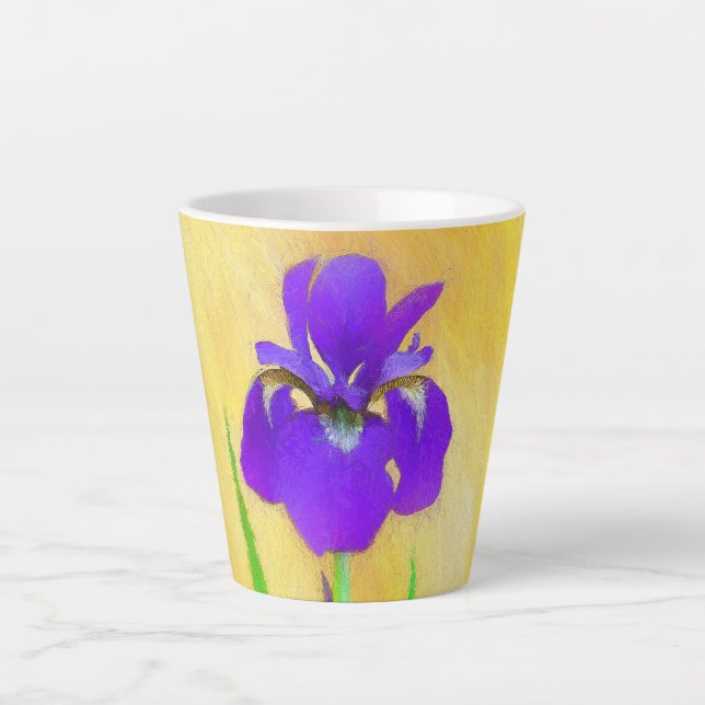 Caneca De Café Latte Pintura em Íris com pérola - Cão original branco A (Frente)