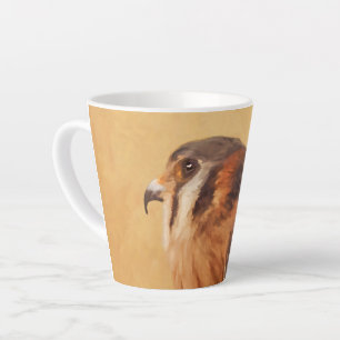 Caneca De Café Latte Pintura em Kestrel Americano - Arte original sobre