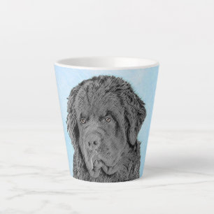Caneca De Café Latte Pintura em Newfoundland - Arte Cão Original Bonit