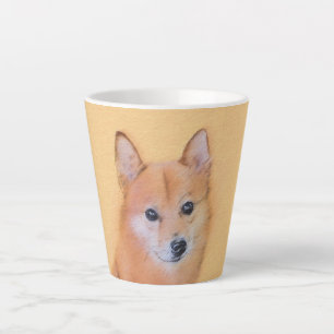 Caneca De Café Latte Pintura em Spitz Finlandês - Arte Cachorosa Origin