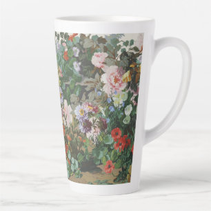 Caneca De Café Latte Pintura floral de flores coloridas vintage bonitas