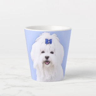 Caneca De Café Latte Pintura Maltesa - Arte Cachorra Original