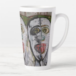 Caneca De Café Latte Pintura Original do Artista de 3 Rostos Caprichoso