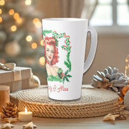 Caneca De Café Latte Pinup de Natal retrô malvado e legal
