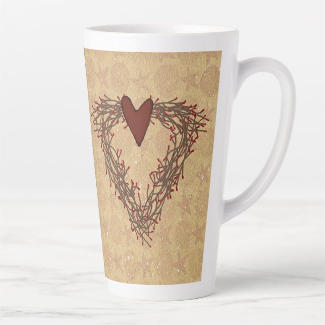 Caneca De Café Latte Pip Berry Heart Wreath Latte Mug (Direita)